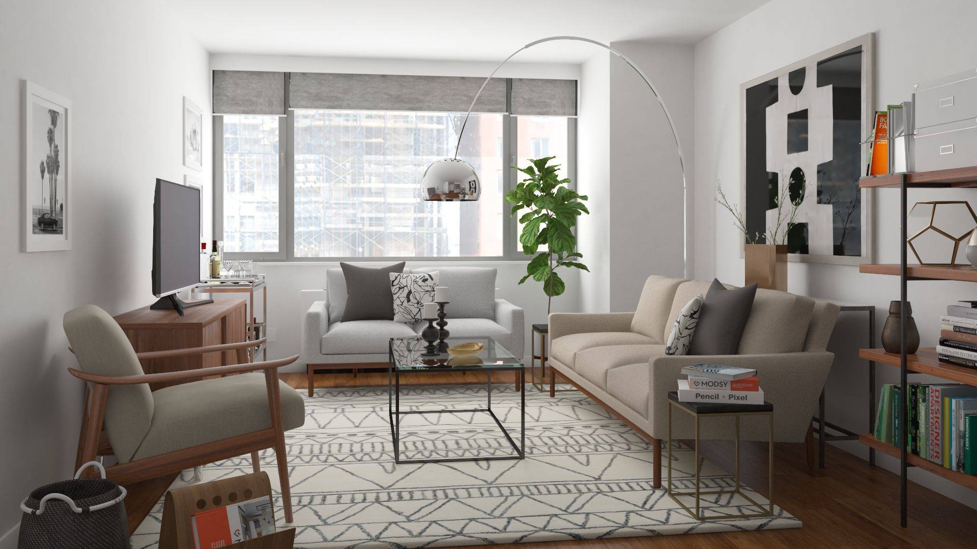 This spacious luxury one bedroom with soaring ceilings and separate home office features a fully equipped kitchen with granite counter tops, separate, honed concrete tile floors and full size stainless ...
