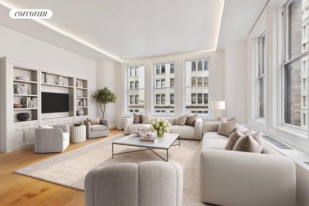 With ten huge West and North facing windows, this Fifth Avenue Flatiron District loft is flooded with light.