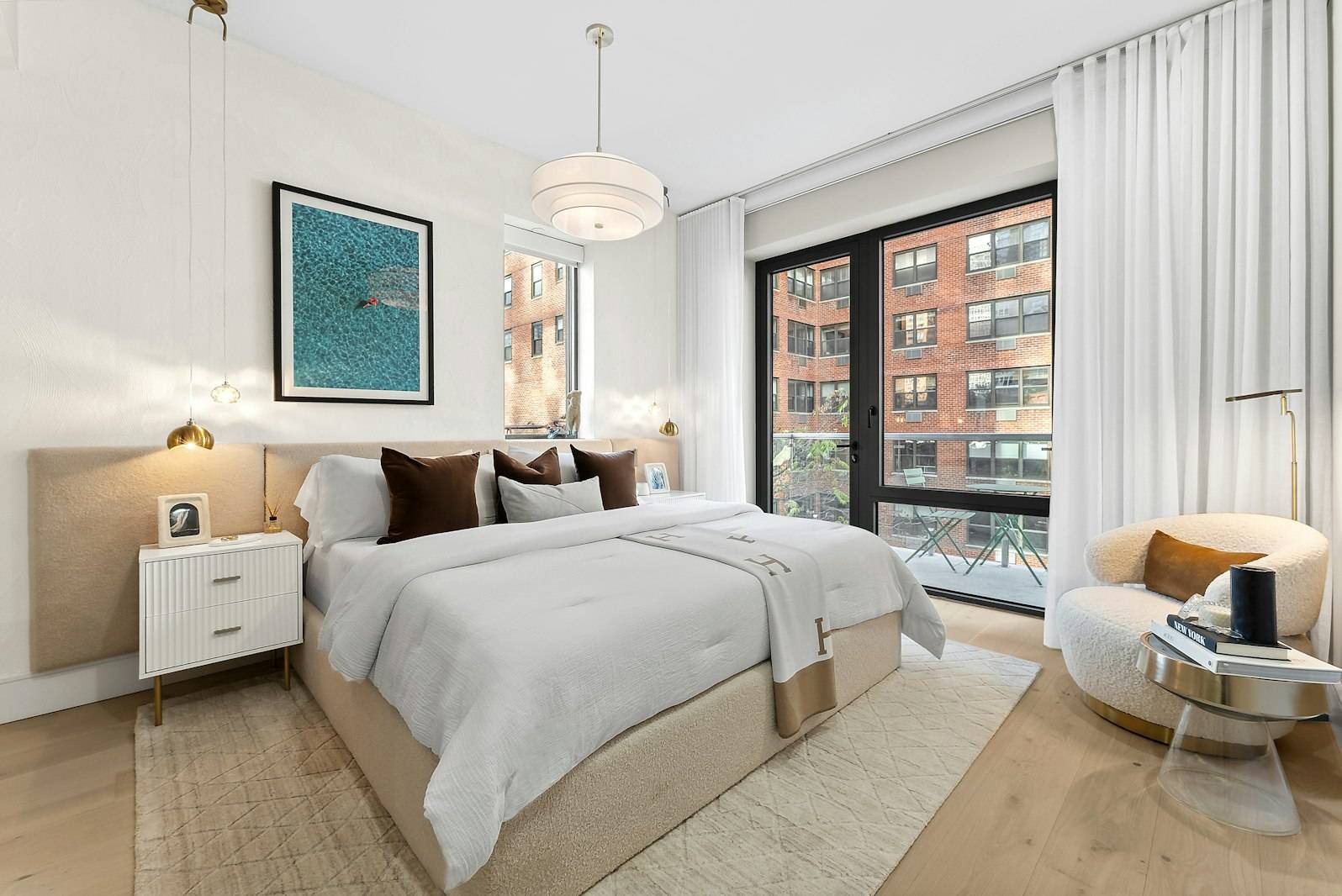 IMMEDIATE OCCUPANCY Residence 5B is a captivating half floor home featuring three bedrooms, three baths, and two private balconies, covering 1, 465 square feet.