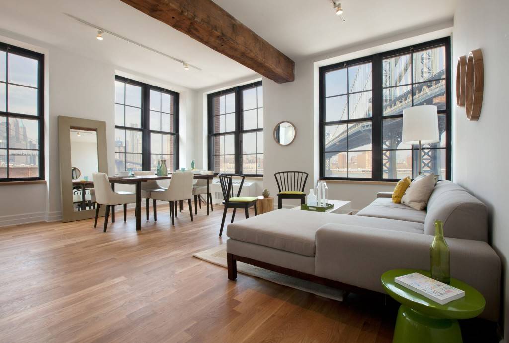 Spacious two bedroom home with two full bathrooms in the heart of DUMBO.