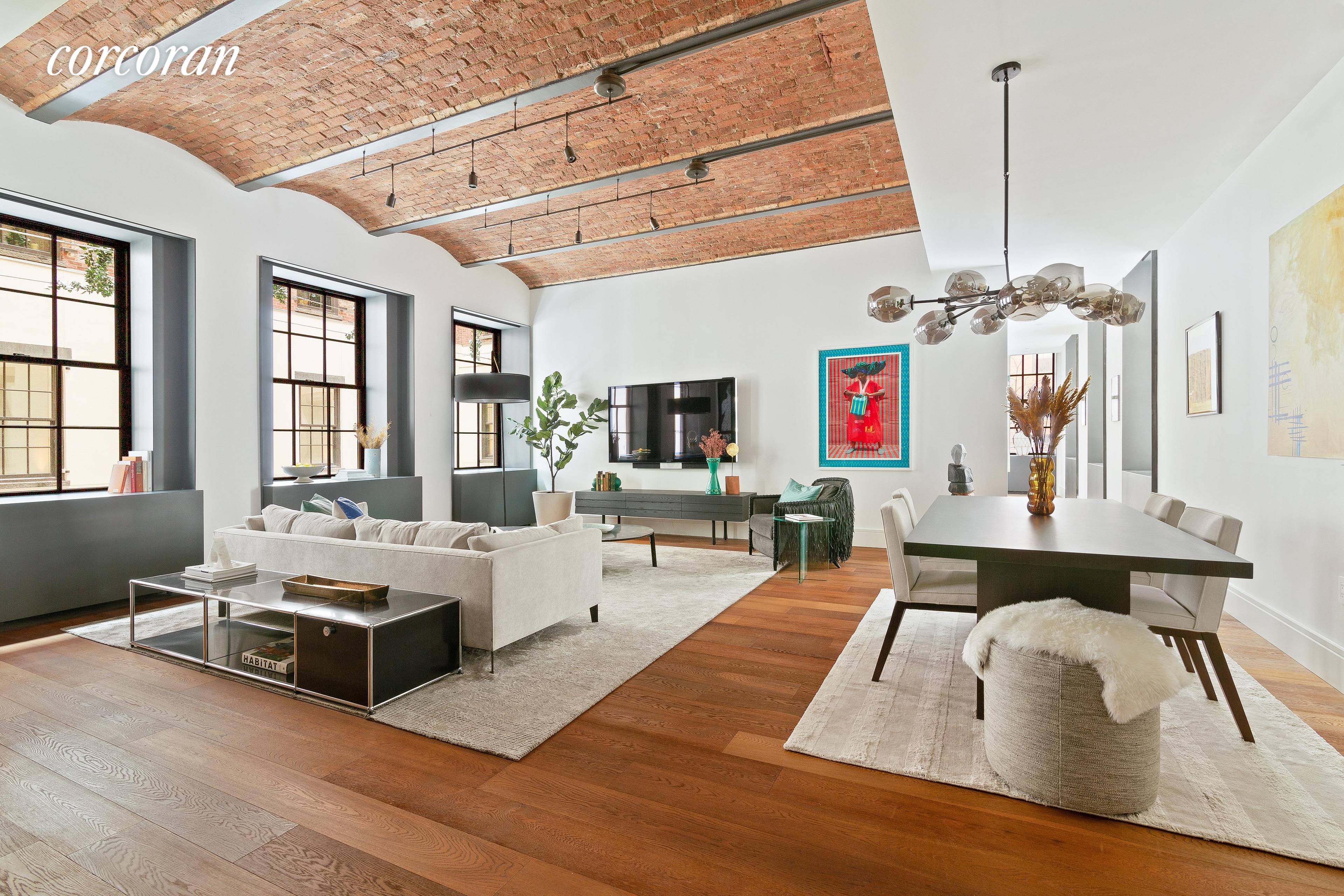 This chic and elegant 2, 131 square foot 3 Bedroom residence is spacious and perfectly appointed with original 1920A s 12A barrel vault brick ceilings.