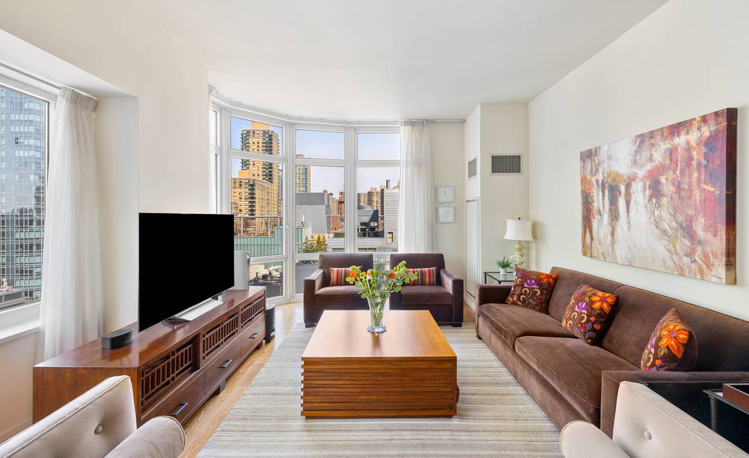 Residence 15B at 555 West 59th Street is a bright corner 3 bedroom, 3 bathroom condominium offering over 1, 680 square feet of well designed living space, just blocks from ...