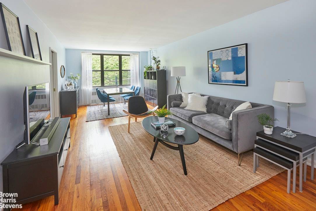 Green park views from every room await you in this wonderful elevator co op building with its own on site parking lot.