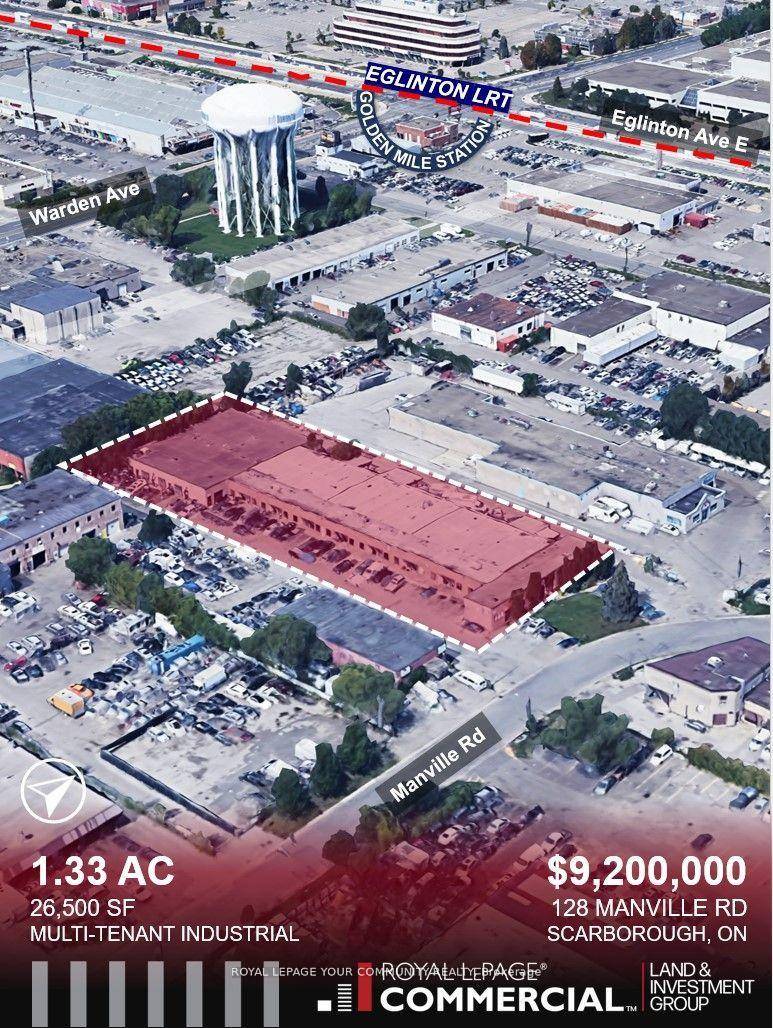 Prime Functional Multi Tenant Industrial Investment in the Prime Golden Mile Regeneration Area in a prime industrial node near Warden Eglinton Ave E, surrounded by service industrial and flex uses ...