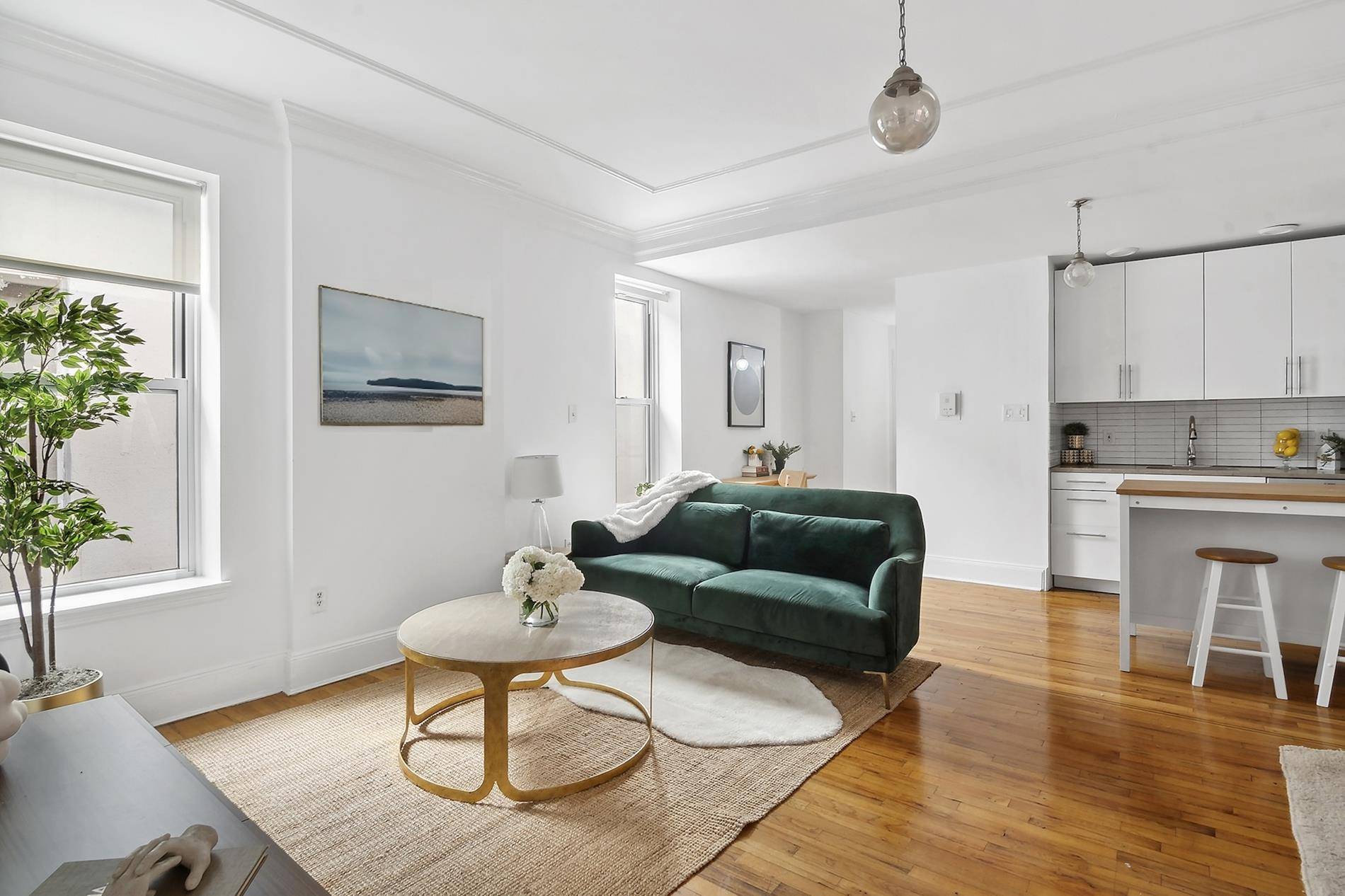 Situated at the vibrant crossroads of Prospect Heights and Crown Heights, this extra large co op one bedroom apartment blends natural charm with modern sophistication in prime Brooklyn.