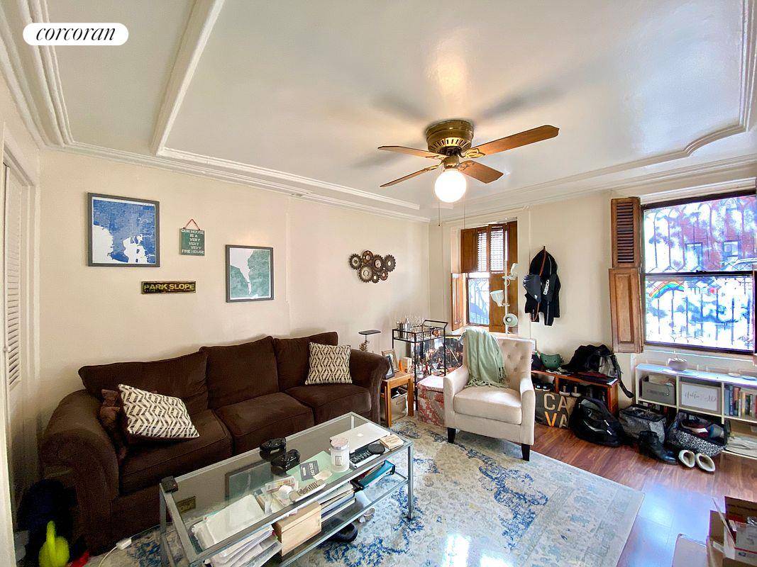 Perfectly located in the heart of Prospect Heights and across from Park Slope, is this SUPER SPACIOUS building is 21' by 50' one bedroom apartment with shared garden.