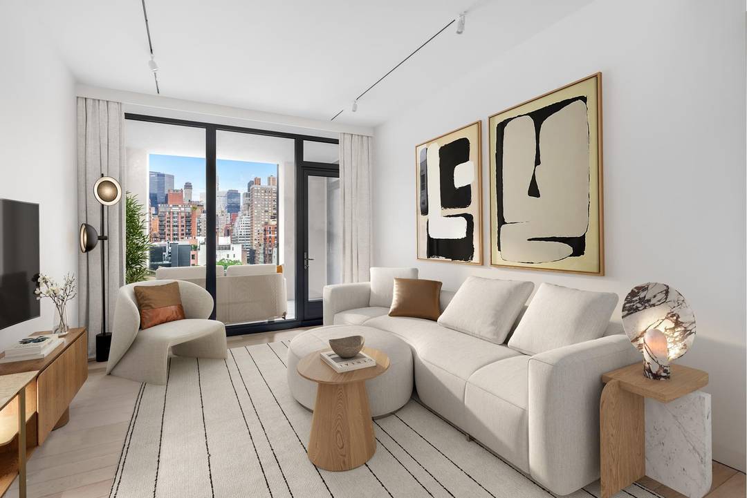 This one bedroom, one and a half bath residence boasts impressive 10'6 ceilings, expansive northern facing windows, and a private terrace.