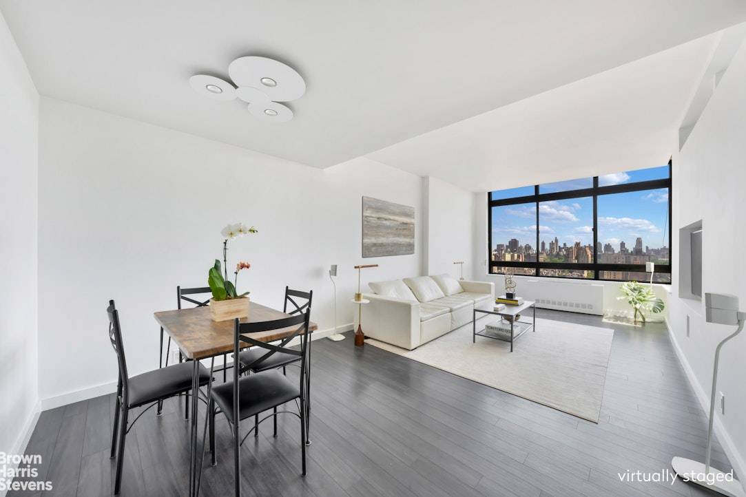 Stunning one bedroom at The Bromley Condominium on one of the highest floors 22nd Floor with spectacular views to Central Park and beyond.