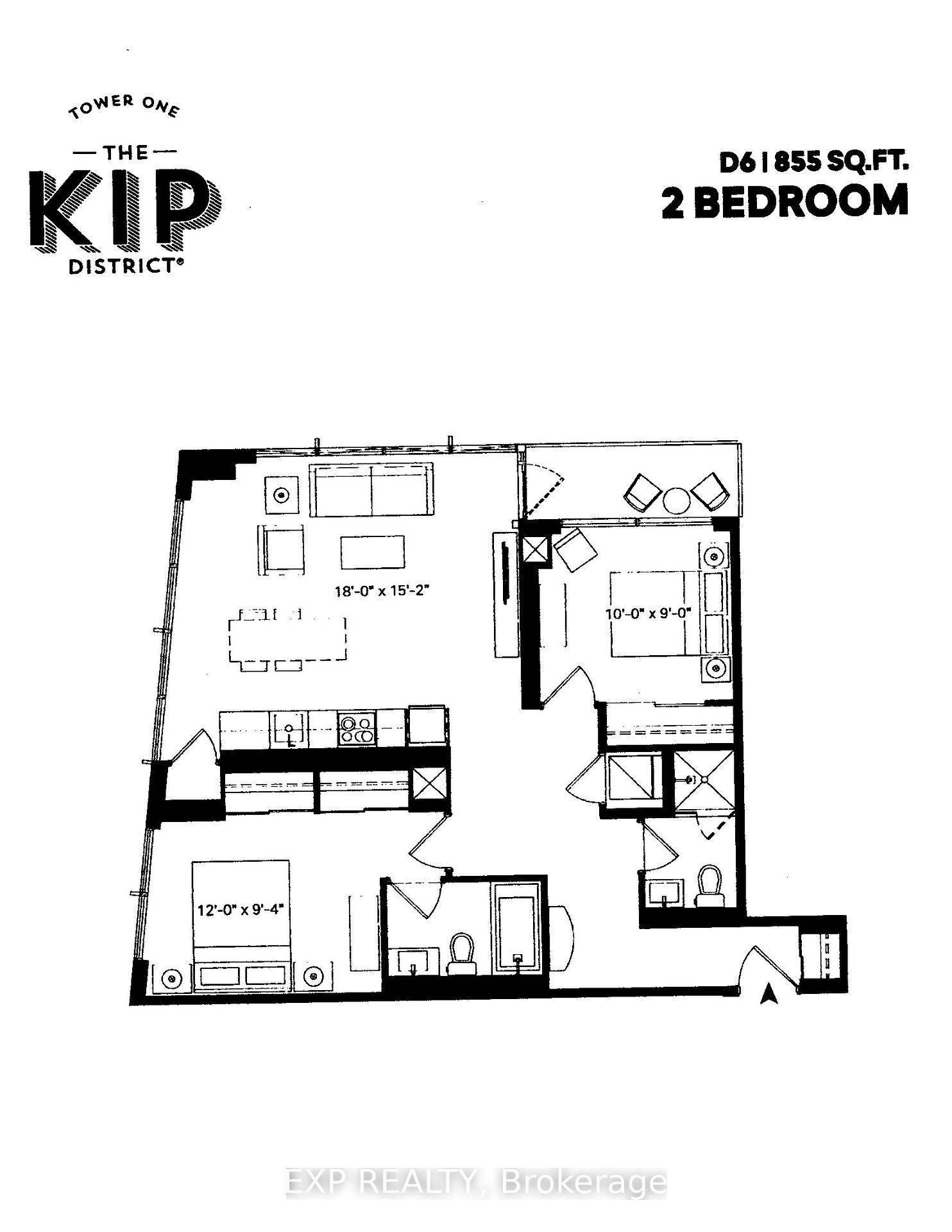 S E corner unit with floor to ceiling windows and a balcony overlooking the courtyard.