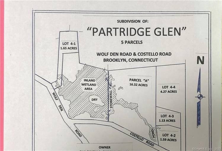 Sub Division of Partridge Glen, 5 Parcels located in a great area, parcels are treed, some stone walls small pond.