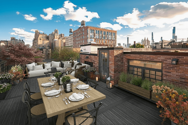 Enchanting top floor duplex with an enormous Private roof deck situated in the perfectly located building The Endicott.