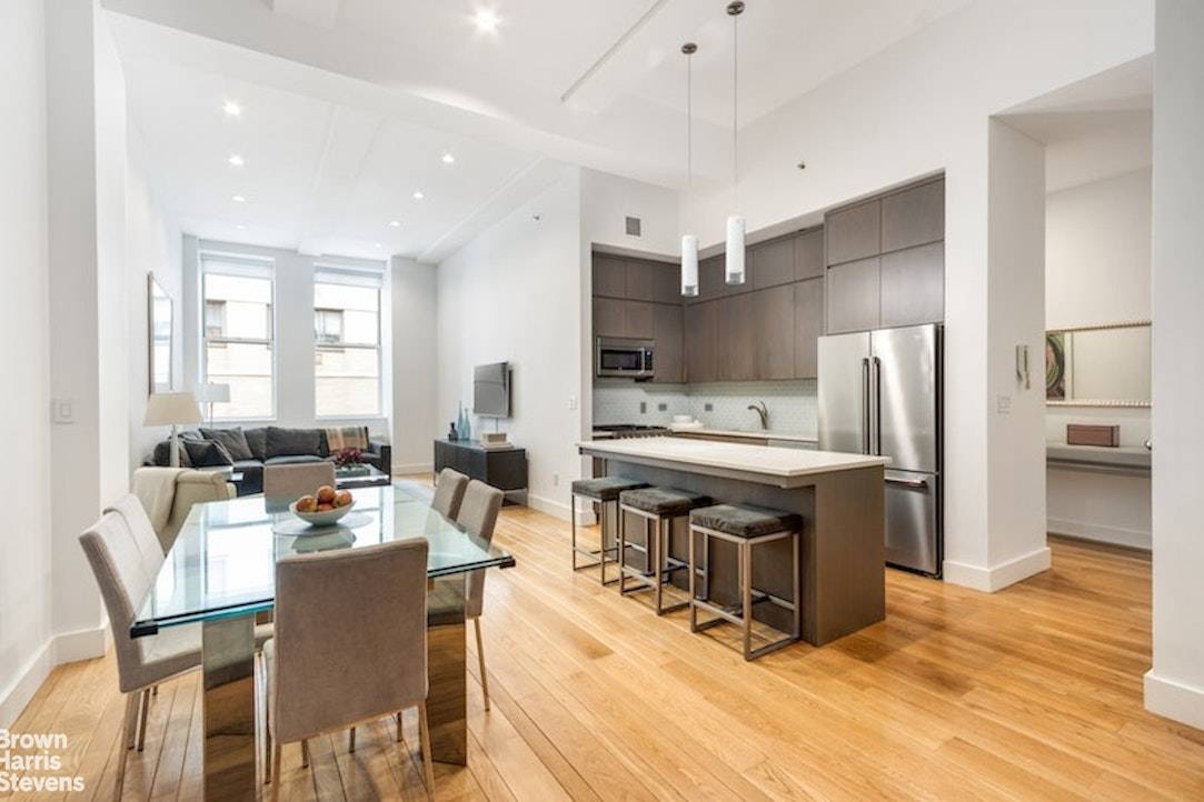 Pre War Full Service Flatiron Loft Condominium with Two Bedrooms and Two Baths.