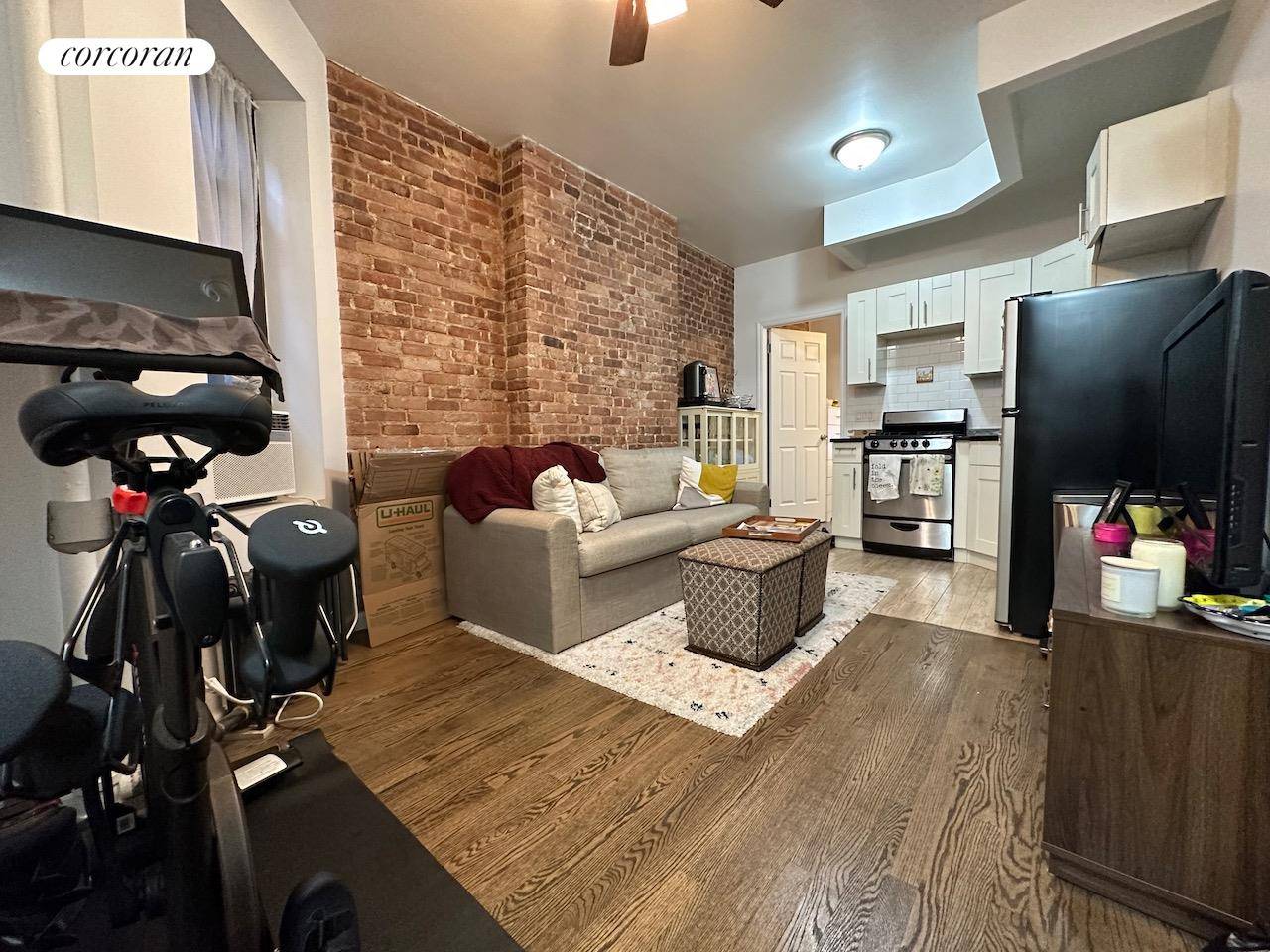 Spacious Two Bed one bathroom home Full size kitchen Exposed brick 1 2 block to Central Park Washer Dryer in unit.