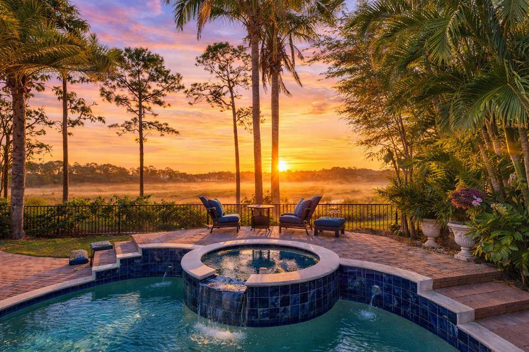 Full Golf Membership. This one of kind residence in Mirasol Country Club is walking distance to the club, with an expansive backyard and stunning views ensuring unparalleled privacy.