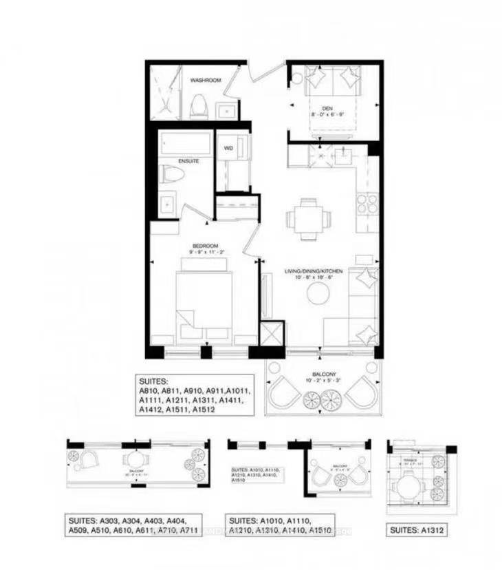 Unobstructed South View With Plenty of Sunlight York Condo Penthouse 10Ft Ceilings 1 Bdrm W Large Den Can Be Second Bdrm With 2 Full Baths Unit In Downtown Markham.