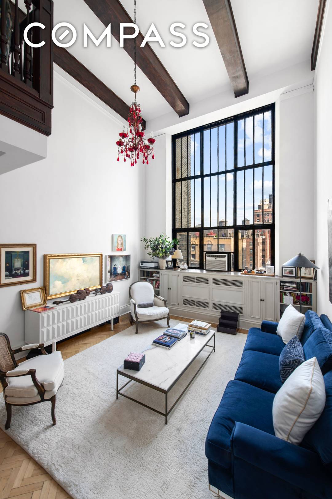 A truly rare two story Parisian style atelier resplendent with original details is located in the iconic Hotel des Artistes.