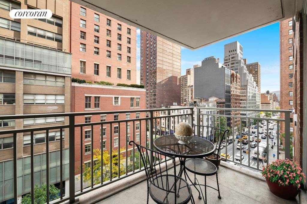 Impeccably renovated 1BR 1BA with balcony in beautiful full service Murray Hill building.