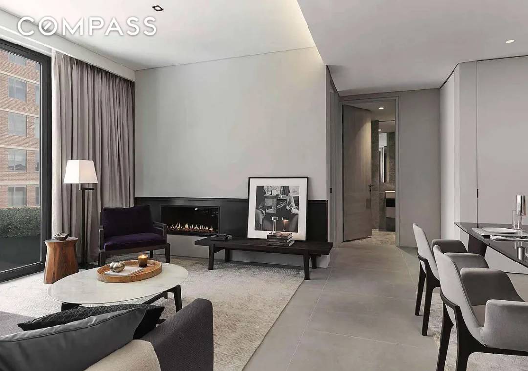 This 1, 255 SF two bedroom, two bathroom residence is designed with the distinction of a privately commissioned home, offering generous proportions and abundant light throughout.