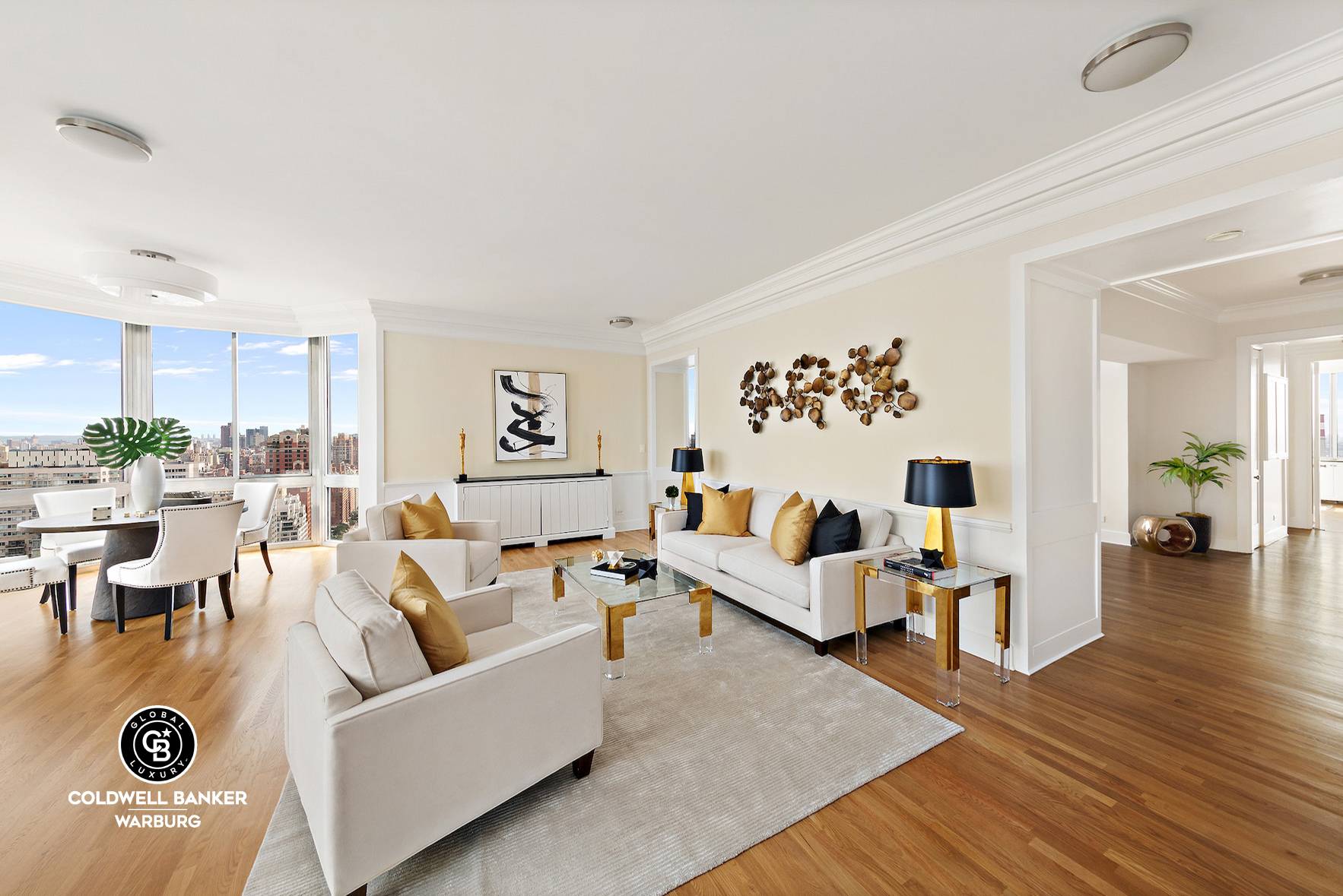 Dazzling light and panoramic views from floor to ceiling windows in this spacious high floor residence at the Bristol.