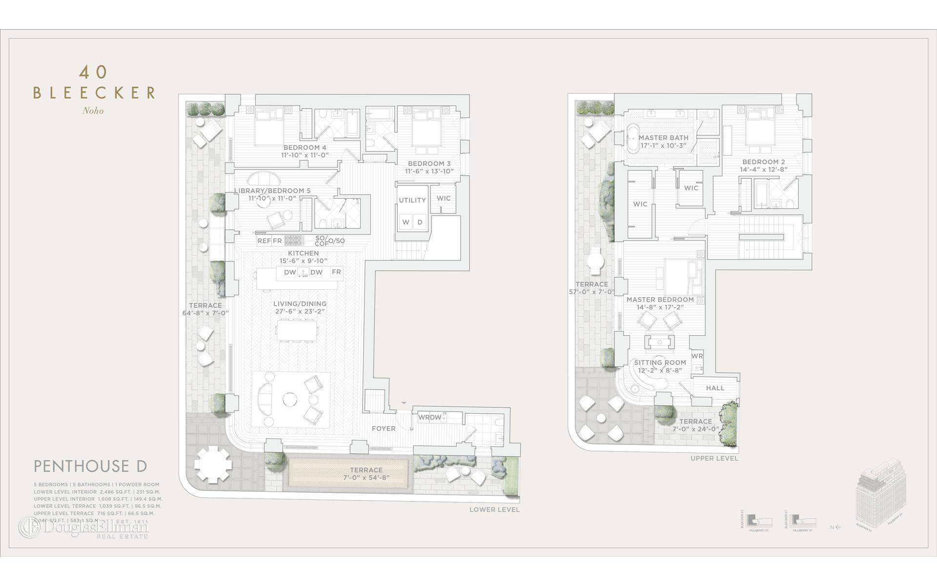 Over 80 Sold Occupying the coveted northwest corner of 40 Bleecker Street, Penthouse D spans 4, 094 interior and 1, 755 exterior square feet, offering five bedrooms and five and ...