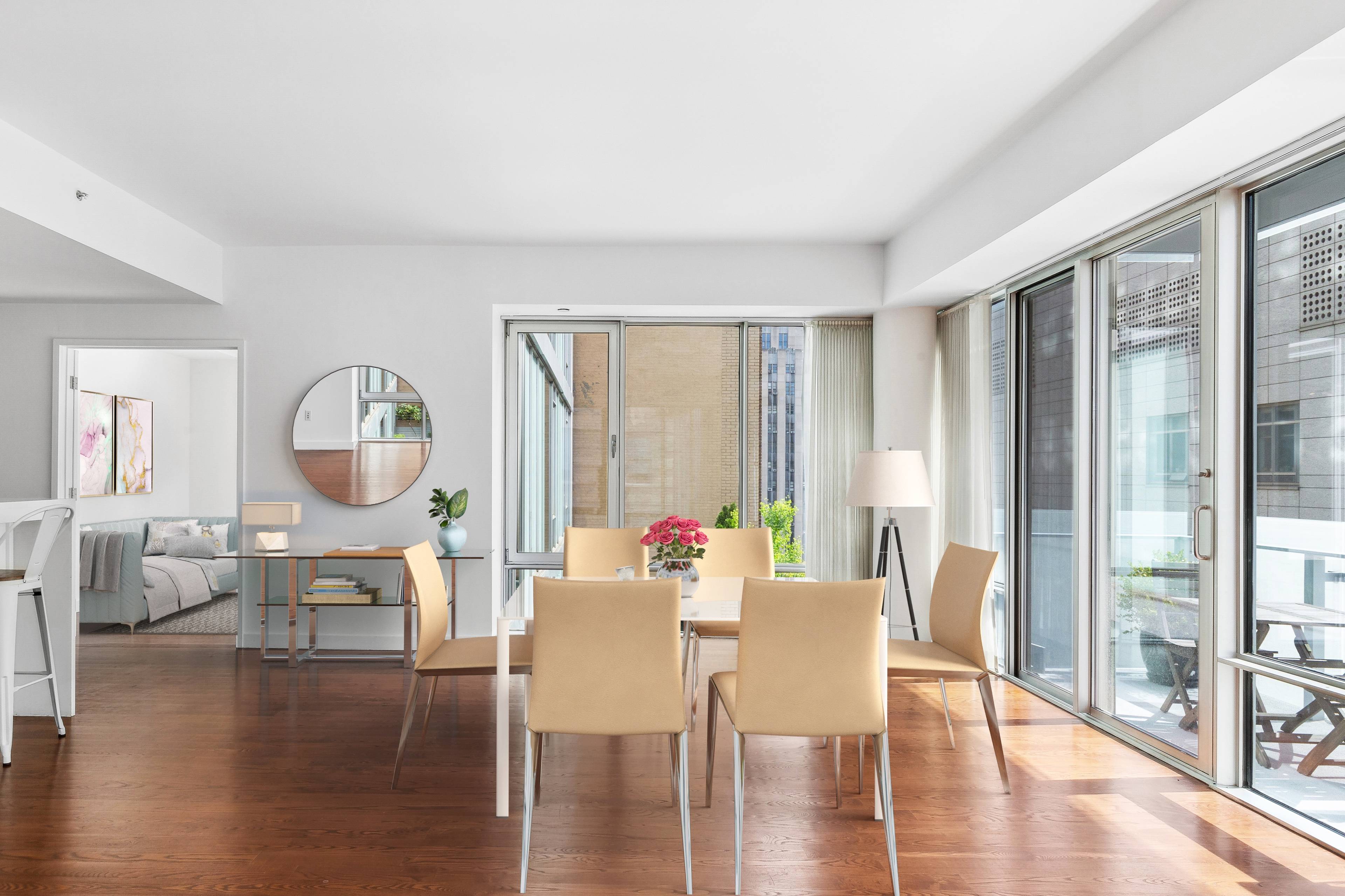 A sun drenched corner condo graced with private outdoor space, this stunning 3 bedroom, 2.