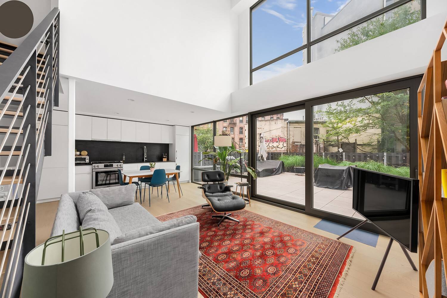 Rare one bedroom, 1. 5 bathroom duplex with excellent light and a huge private terrace including a gas grill in Williamsburg's UnionBK.