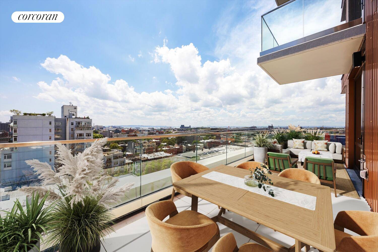 Southwestern Facing Designer one bedroom Corner unit with Park Slope streetscape and harbor views and private balcony only minutes from the F, G and R Subway lines and across from ...