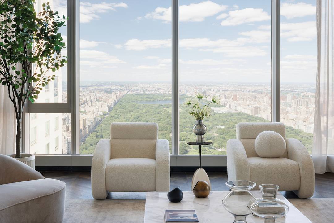 This north, east, and south facing, four bedroom, four and one half bathroom residence boasts Central Park views from the Living Dining Room.