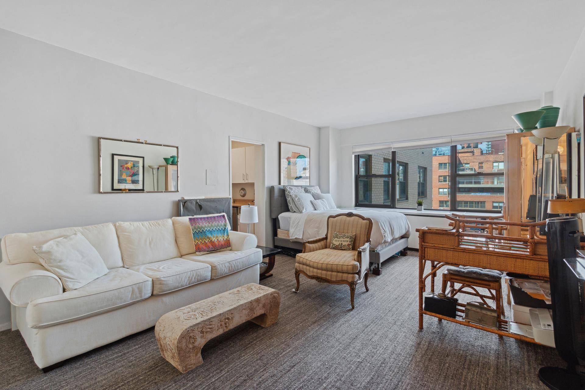 Fully furnished studio in full service doorman building on 2nd Ave and East 69th Street The apt features custom closets with a fabulous dressing area, an updated bathroom amp ; ...