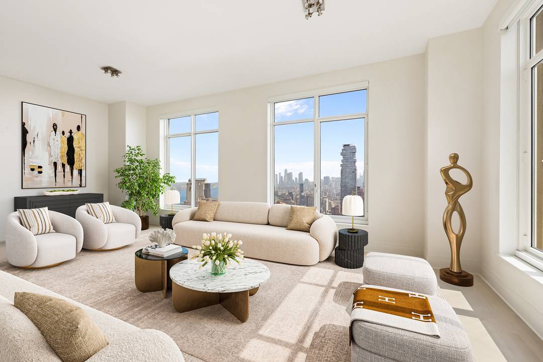 Welcome to your dream home in the sky at Four Seasons Residences 30 Park Place, Unit 57B a breathtakingly elegant condominium nestled among the stars in the heart of Tribeca.