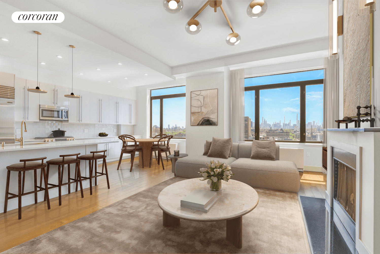 Some photos have been virtually staged Gorgeous penthouse duplex facing south with a private rooftop and open city views at The Lenox.
