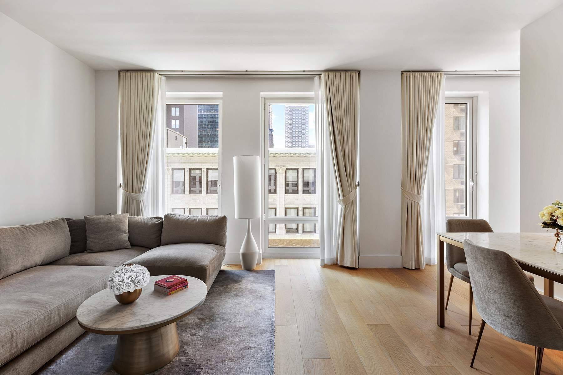 Apartment 12G is a luminous, south facing one bedroom apartment, a light filled aerie with floor to ceiling windows, wide plank white oak floors and an open layout designed to ...