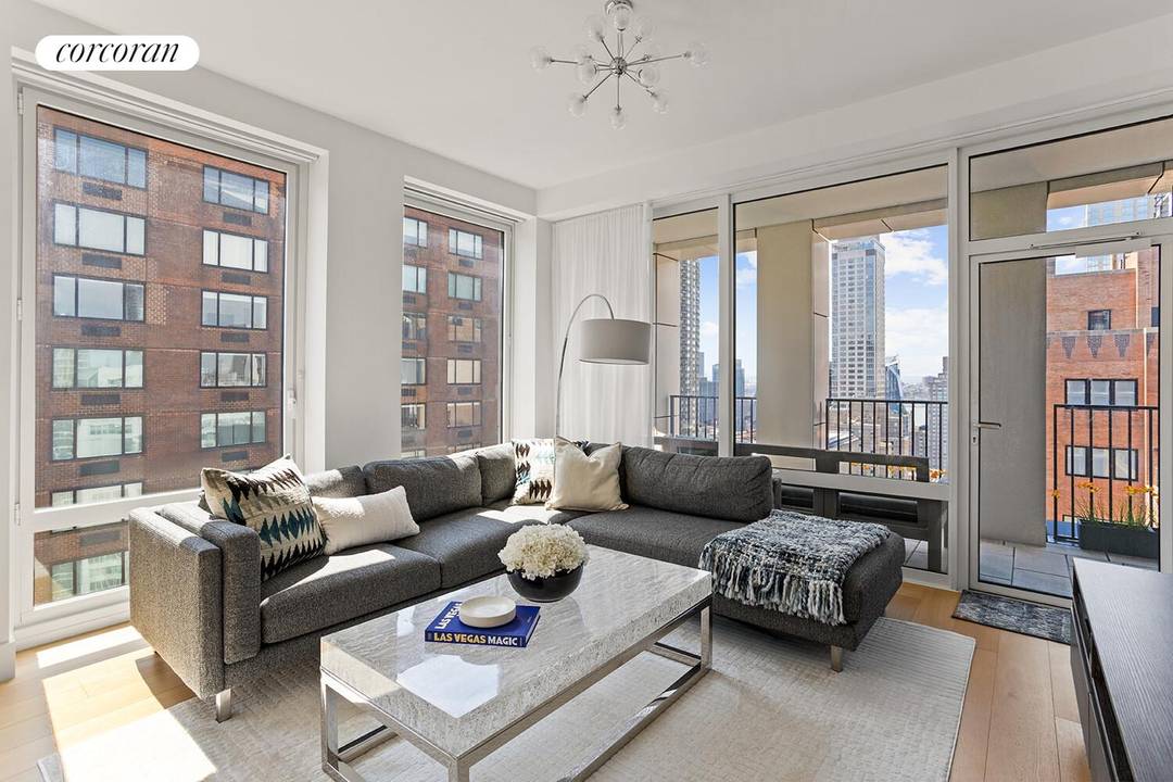 Residence 24D is a sun drenched, turn key corner two bedroom in one of the Upper West Side's most sought after new developments, The Park Loggia.
