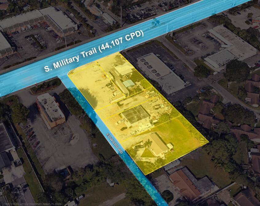 This is a rare 1. 14 acre, five parcel retail development assemblage at the block end corner of S Military Trail amp ; Edward Road in Unincorporated Palm Beach County.