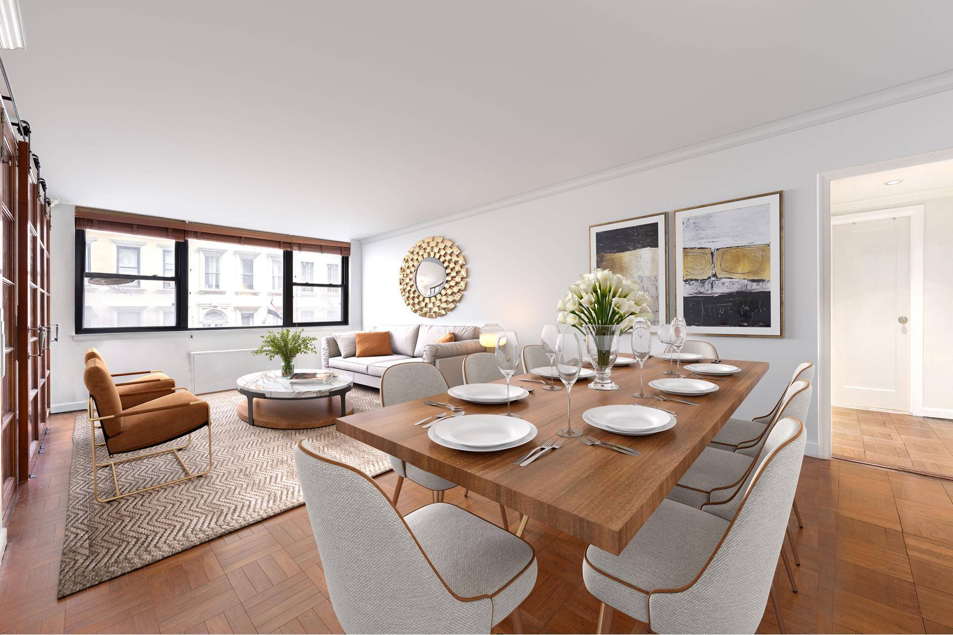 Unit 3G at 420 East 51st street is a huge one bedroom apartment with home office with corner northern and western views.