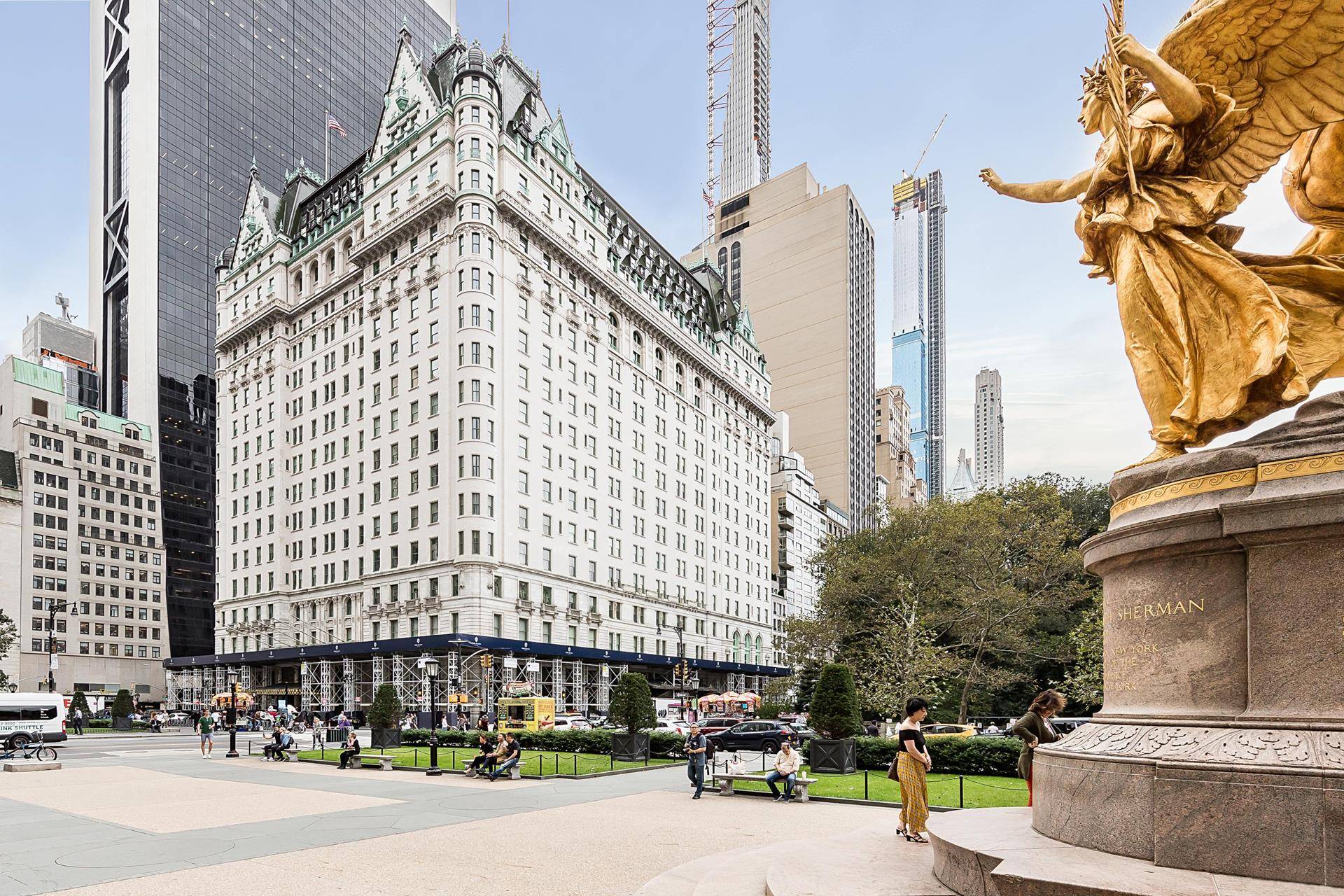 Welcome to Residence 909 at The Plaza a meticulously restored 3 bedroom, 3 bathroom corner apartment boasting iconic views of Central Park and Fifth Avenue.