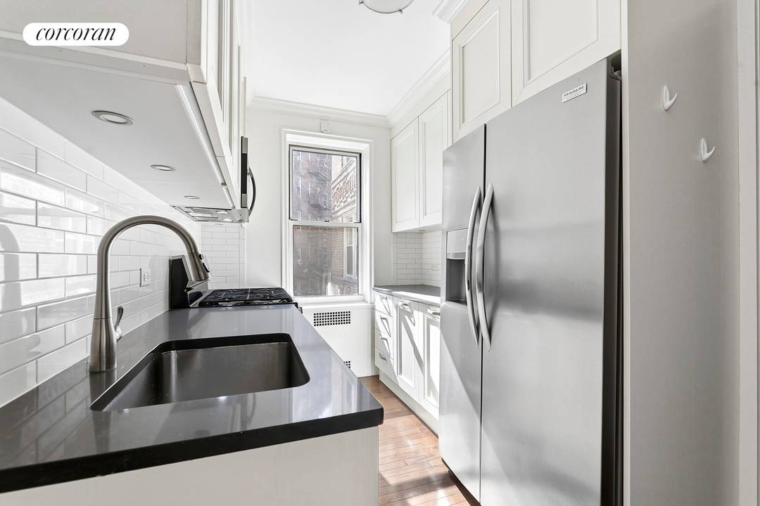 This beautifully proportioned two bedroom home at Washington Plaza offers nearly 1, 000 square feet of classic prewar charm paired with thoughtful updates.