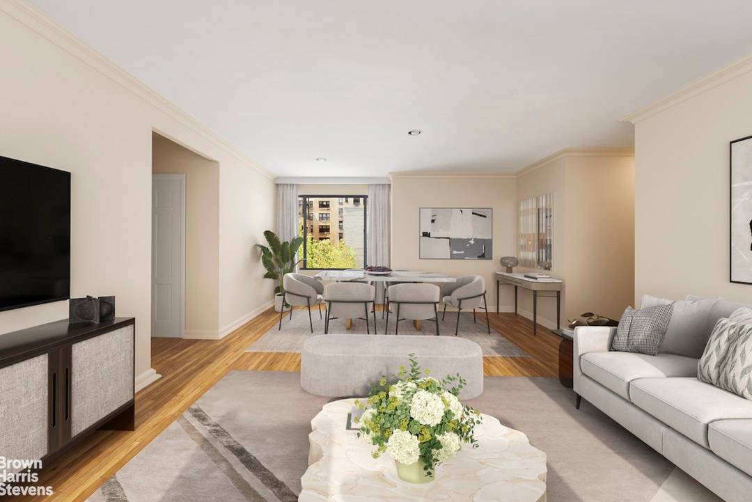 This sun filled, spacious three bedroom, three bath condominium with in unit washer dryer in Carnegie Hill has windowed eat in kitchen and open expansive vistas West and East.