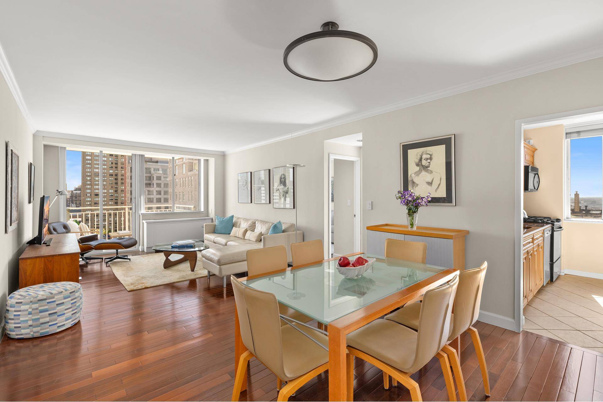 Sun filled high floor 2 bed 2 bath with balcony and grandfathered WASHER DRYER with Low Maintenance !