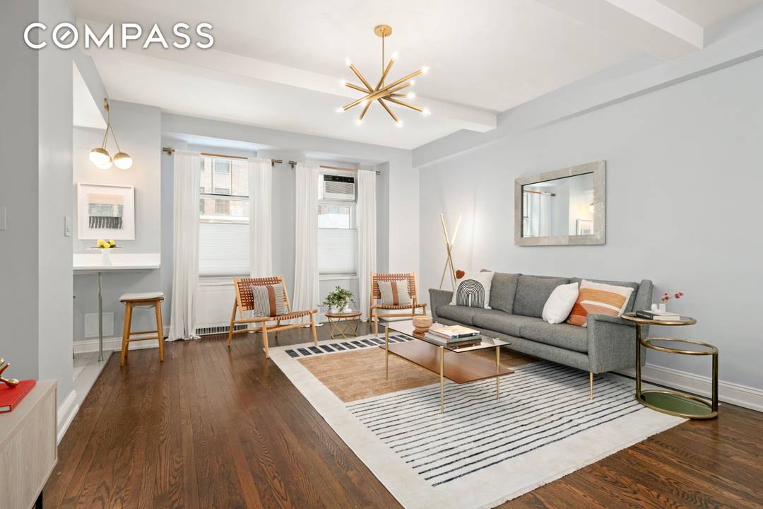 Make your home in this beautifully renovated alcove studio featuring impeccable designer interiors in one of New York City s premiere pre war buildings, London Terrace Towers.