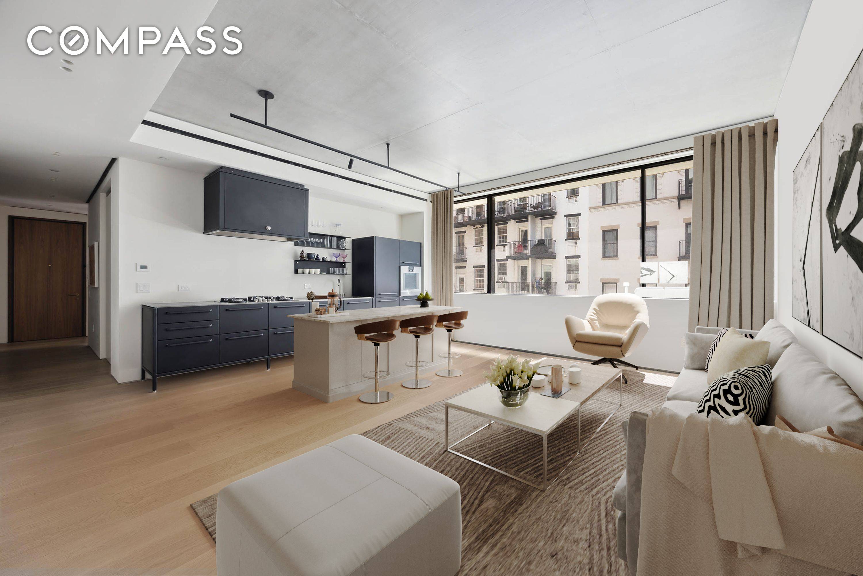 455 W 19th Street, Residence 4S is an ultra modern, 2 bedroom, 2 bathroom luxury condominium with high ceilings and Southern exposures.