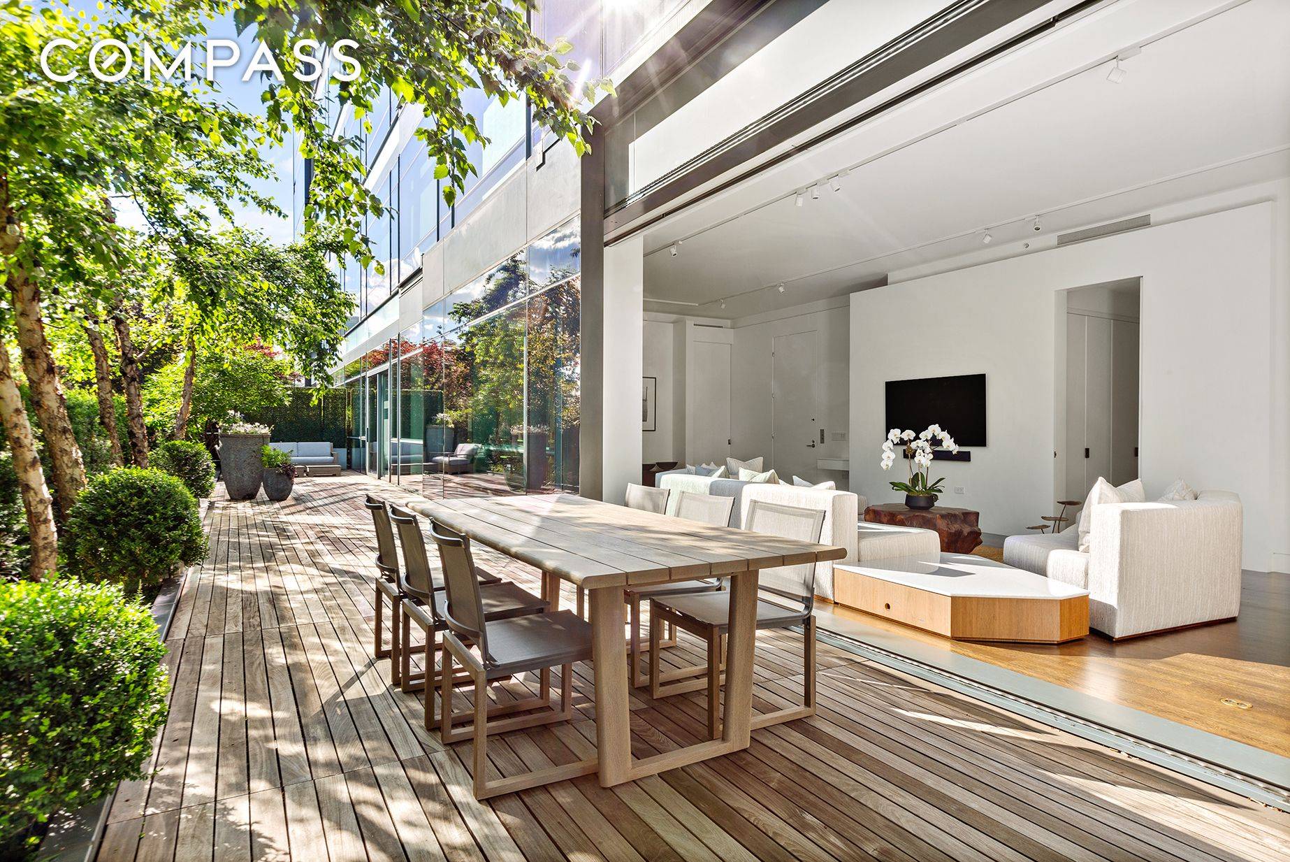 A private landscaped park with a pool right off your living room in the heart of Soho.