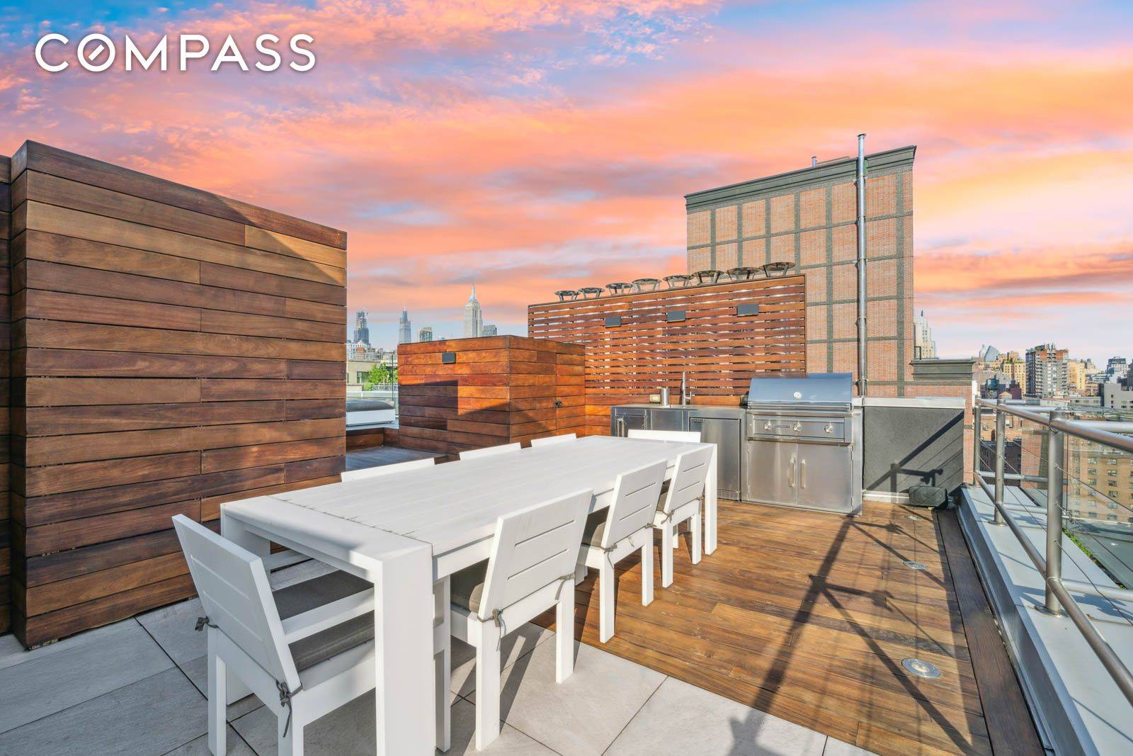 Newly renovated West Chelsea Penthouse with a highly coveted 883sqft large roof terrace with 360 degree Empire State and Downtown views is complete with a gas BBQ grill, outdoor Gagganau ...