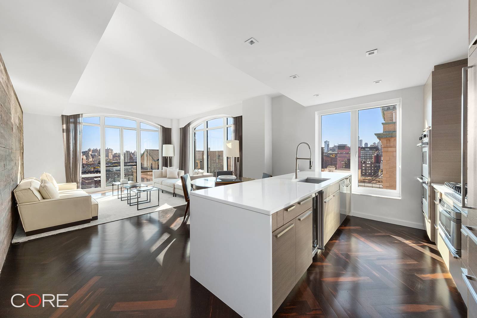 In the heart of the West Village, this unique corner two bedroom apartment sits on the highest floor of the neighborhood's best condominium.