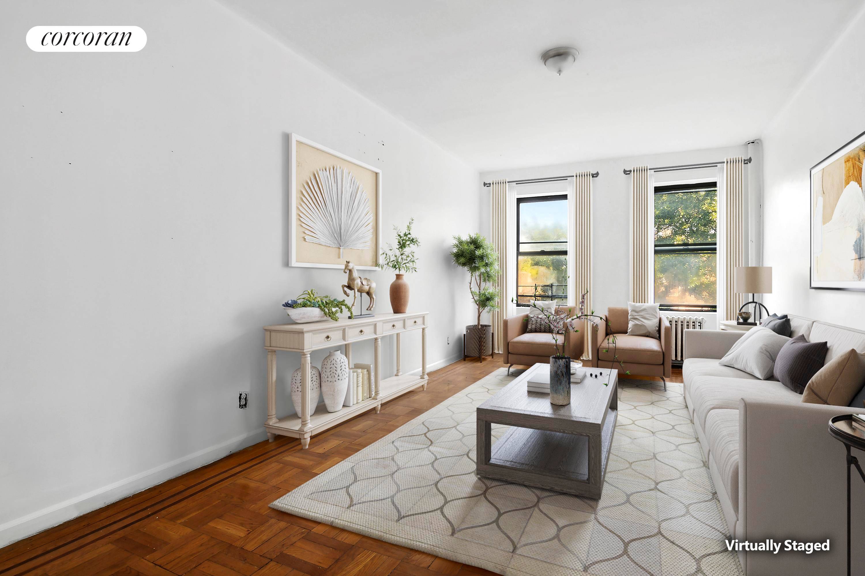 Welcome to 1212 Ocean Avenue 5B, a sprawling and sunny 2 bedroom, 1 bath apartment with wide open treetop and sky views, located in historic Ditmas Park !