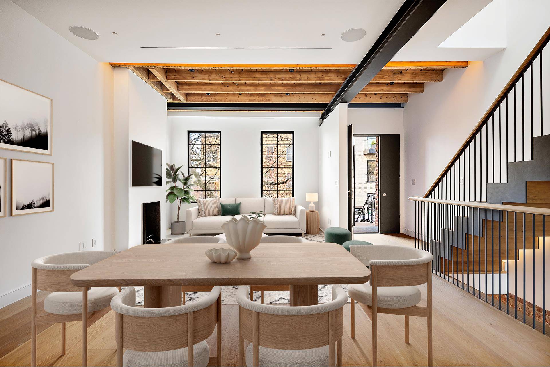 This fully gut renovated custom townhouse on a quiet, tree lined street in Williamsburg blends historic charm with modern, high end finishes throughout.