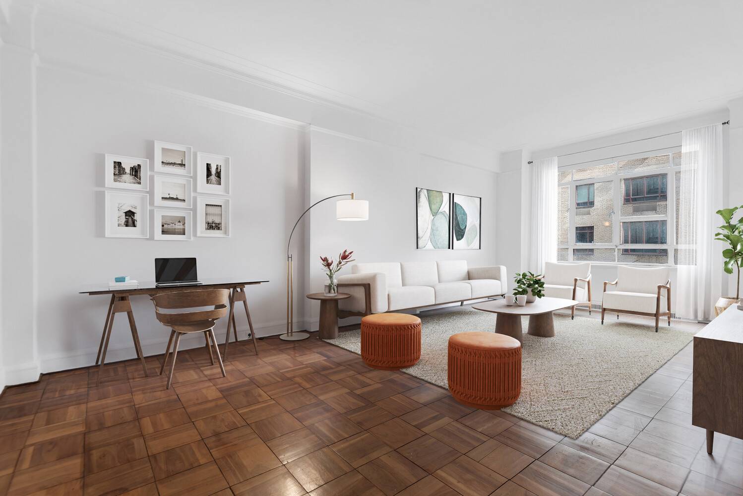 A light filled one bedroom one bath apartment at The Century Condominium includes a large entry foyer with great closet space.