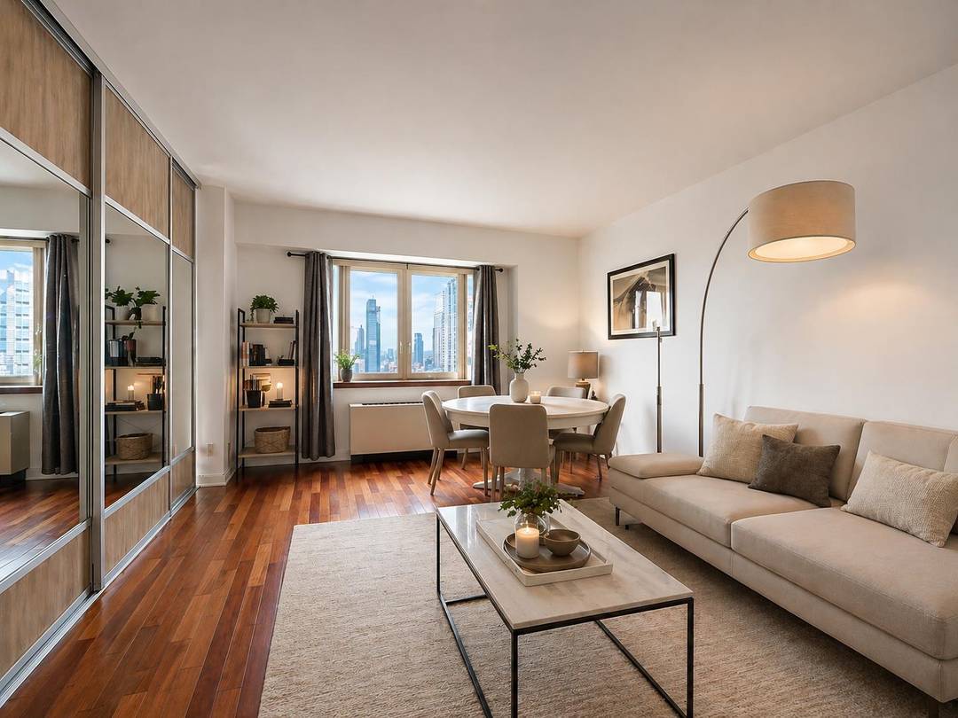 Beautifully renovated two bedroom residence formerly a one bedroom with stunning East, South, and North exposures, located in a luxury condominium on Fifth Avenue.