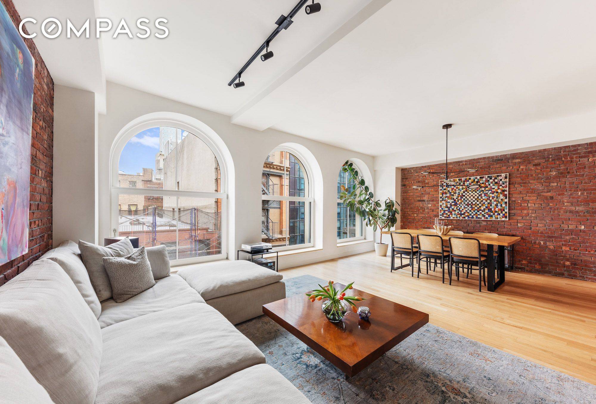 Experience turnkey living in your 1, 400 square foot, two bedroom, two bathroom floor through loft in Tribeca.