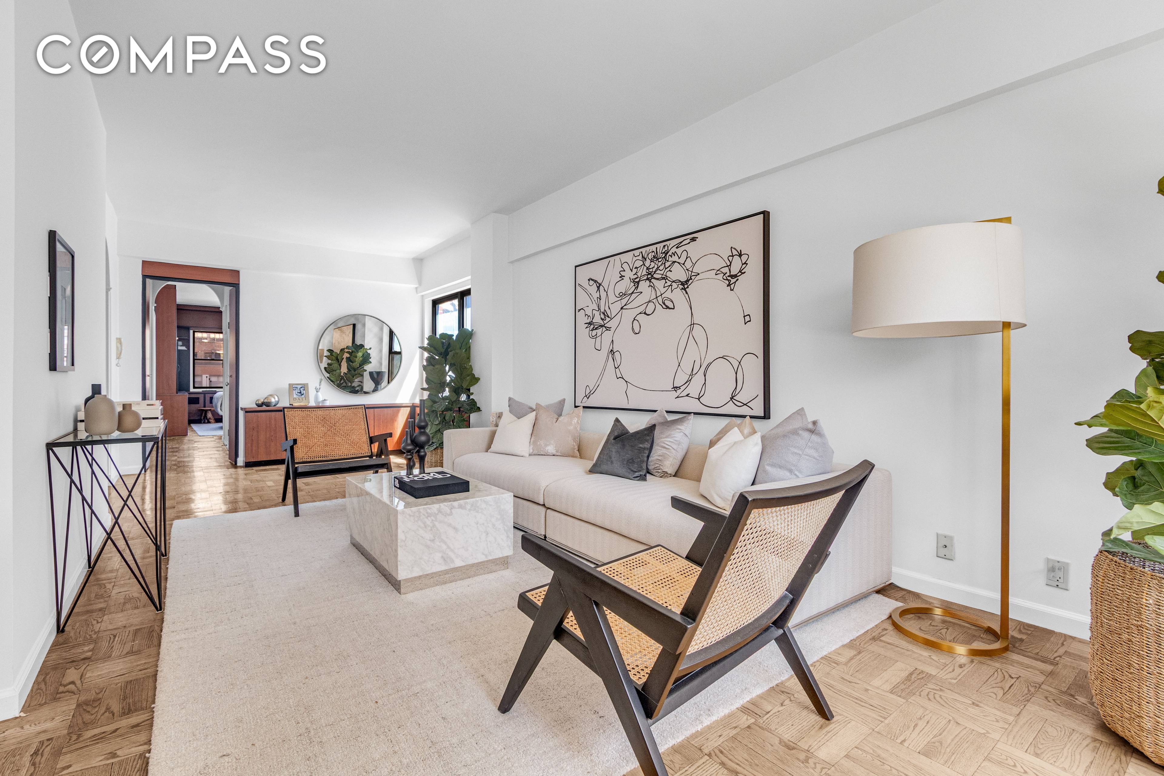 MARVELOUS MID CENTURY OPPORTUNITY RARELY AVAILABLE, CORNER 3 BEDROOM 3 BATH HIGH FLOOR HOME You know when you enter a home and you immediately get that good feeling ?